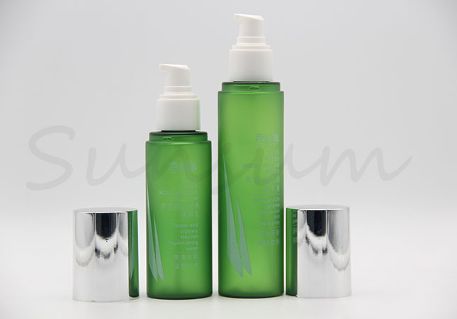 Green Frosted Cosmetic PET Plastic Lotion Cream Bottle