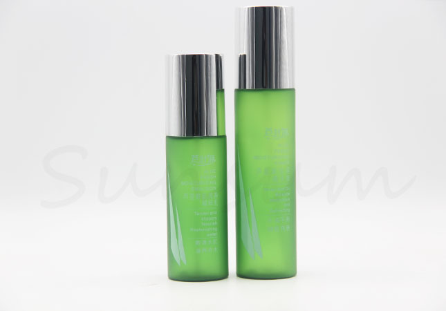 Green Frosted Cosmetic PET Plastic Lotion Cream Bottle