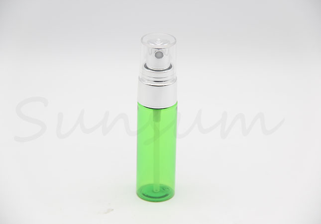 Transparent Green Color Cosmetic Lotion Pump Spray Silver Bottle with 30ml