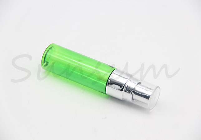 Transparent Green Color Cosmetic Lotion Pump Spray Silver Bottle with 30ml