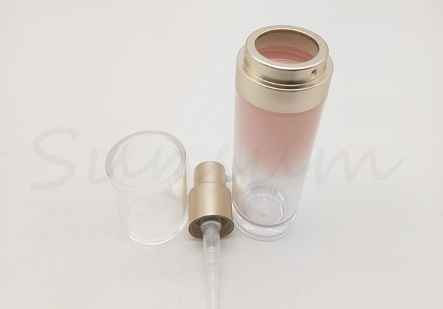 Cosmetic PET Plastic Double Wall 20ml 60ml Lotion Golden Pump Bottle