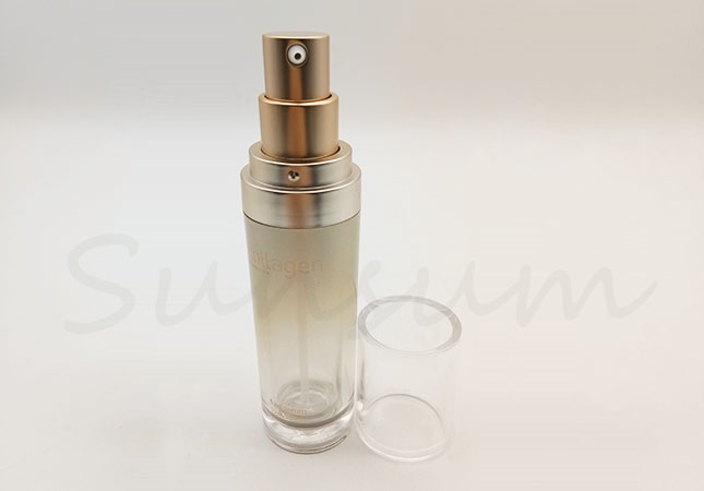 Cosmetic PET Plastic Double Wall 20ml 60ml Lotion Golden Pump Bottle