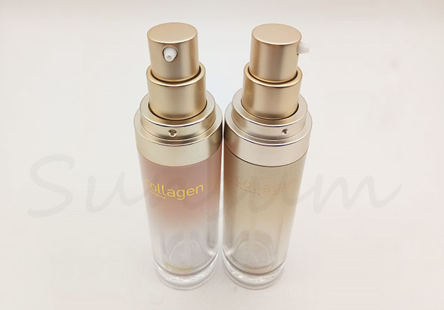 Cosmetic PET Plastic Double Wall 20ml 60ml Lotion Golden Pump Bottle