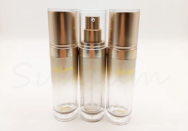 Cosmetic PET Plastic Double Wall 20ml 60ml Lotion Golden Pump Bottle