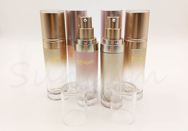 Set Cosmetic Lotion Double Wall PET Plastic Packaging Elegance Bottle