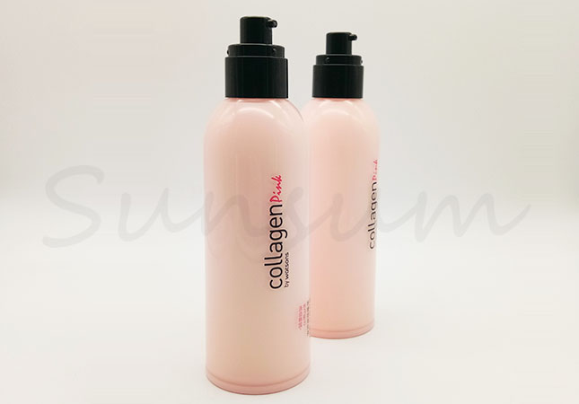 Set Cosmetic PET Plastic Pink Color Bottle for Body Care Cream 