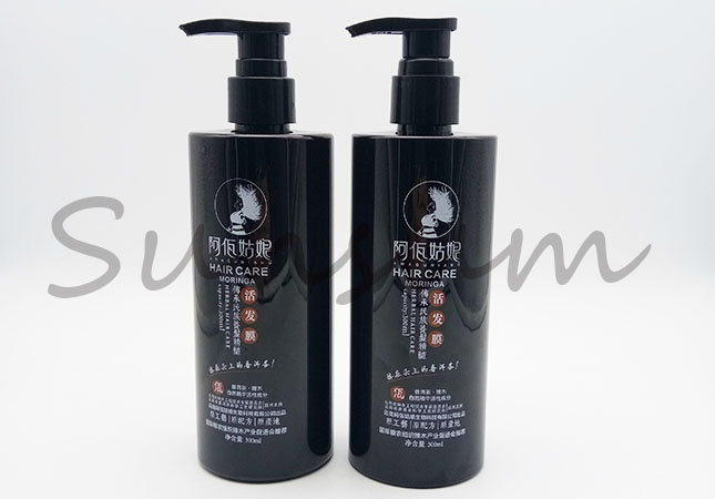 Cosmetic PET Plastic Shampoo Hair Care Black Bottle