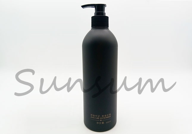 500ml Cosmetic PET Plastic Black Matte Shampoo Hair Care Bottle