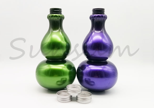 Unique Gourd Shape Cosmetic Plastic Lotion Toner Bottle with Aluminum cover