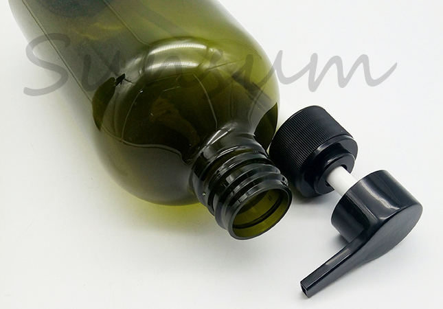 Cosmetic PET Plastic Shampoo Green Color Shower Gel Bottle