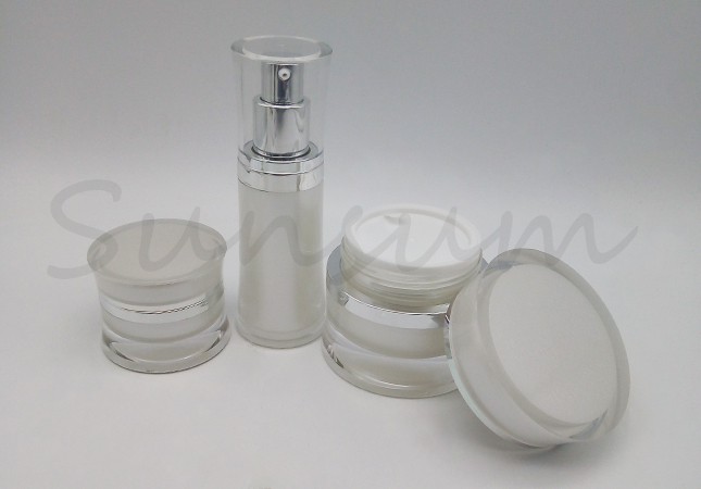 Costomized Logo Luxurious Acrylic Double Wall Jar Lotion bottle With Silver Pump