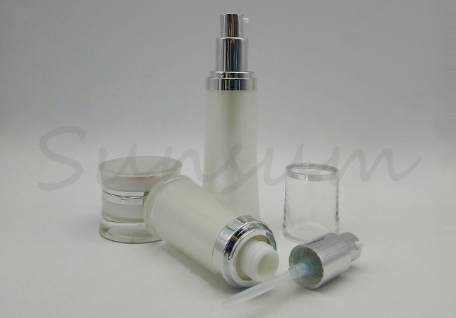 Costomized Logo Luxurious Acrylic Double Wall Jar Lotion bottle With Silver Pump