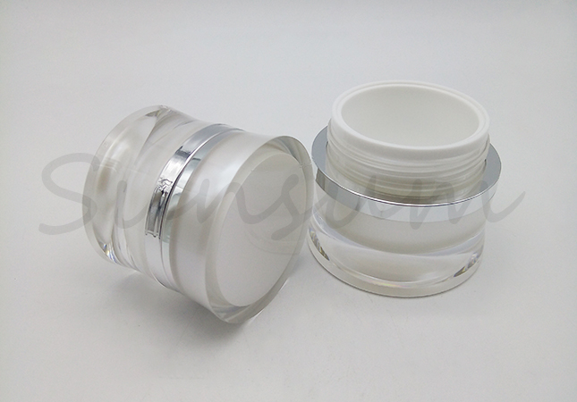 Customized Luxurious Acrylic Cream Jar For Skin Care With Screw Cap  