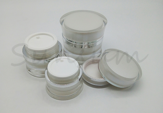 Customized Luxurious Acrylic Cream Jar For Skin Care With Screw Cap  