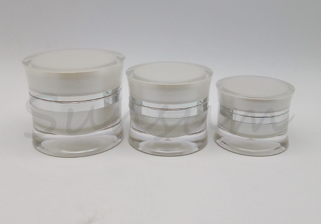 Customized Luxurious Acrylic Cream Jar For Skin Care With Screw Cap  