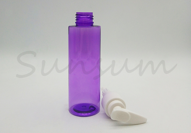 Customized  Logo Purple PET Plastic Bottle With Pump For Skin Care 