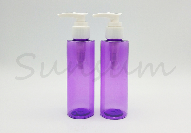 Customized  Logo Purple PET Plastic Bottle With Pump For Skin Care 
