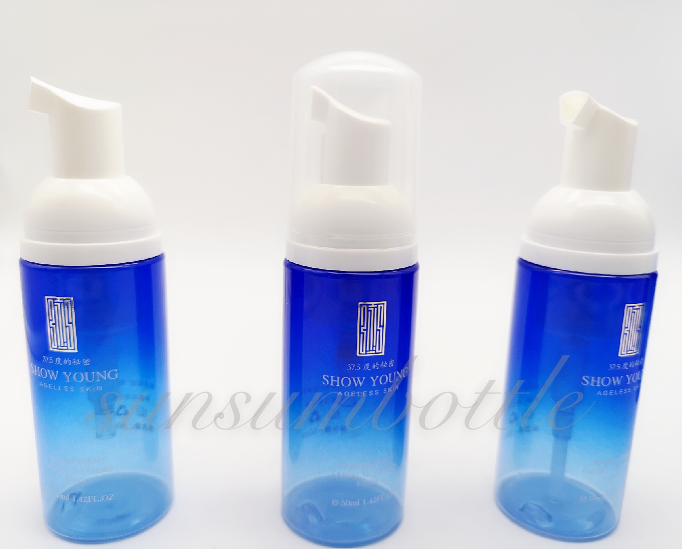 Blue Color Cosmetic Lotion Skin Facial Cleanser Form Bottle