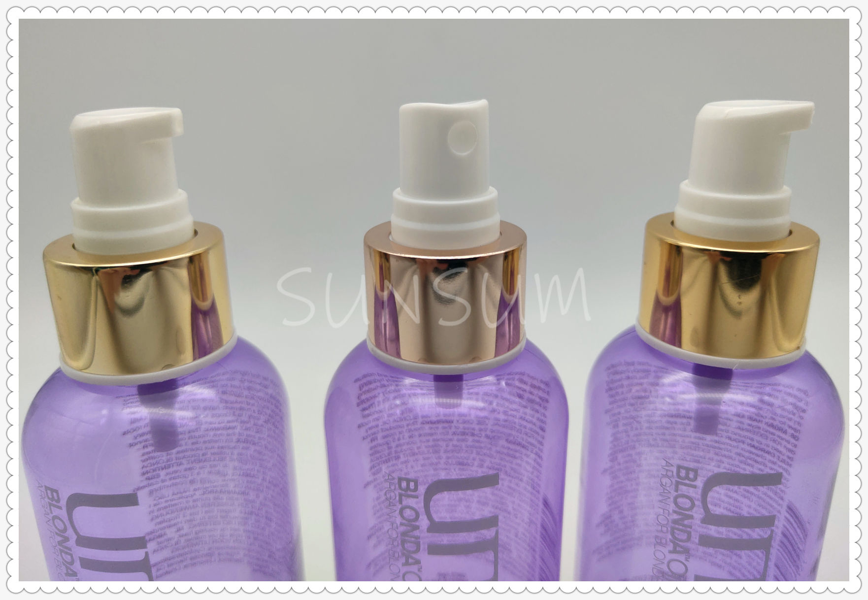 Customized Purple PET Plastic Bottle With golden ring For Skin Care 