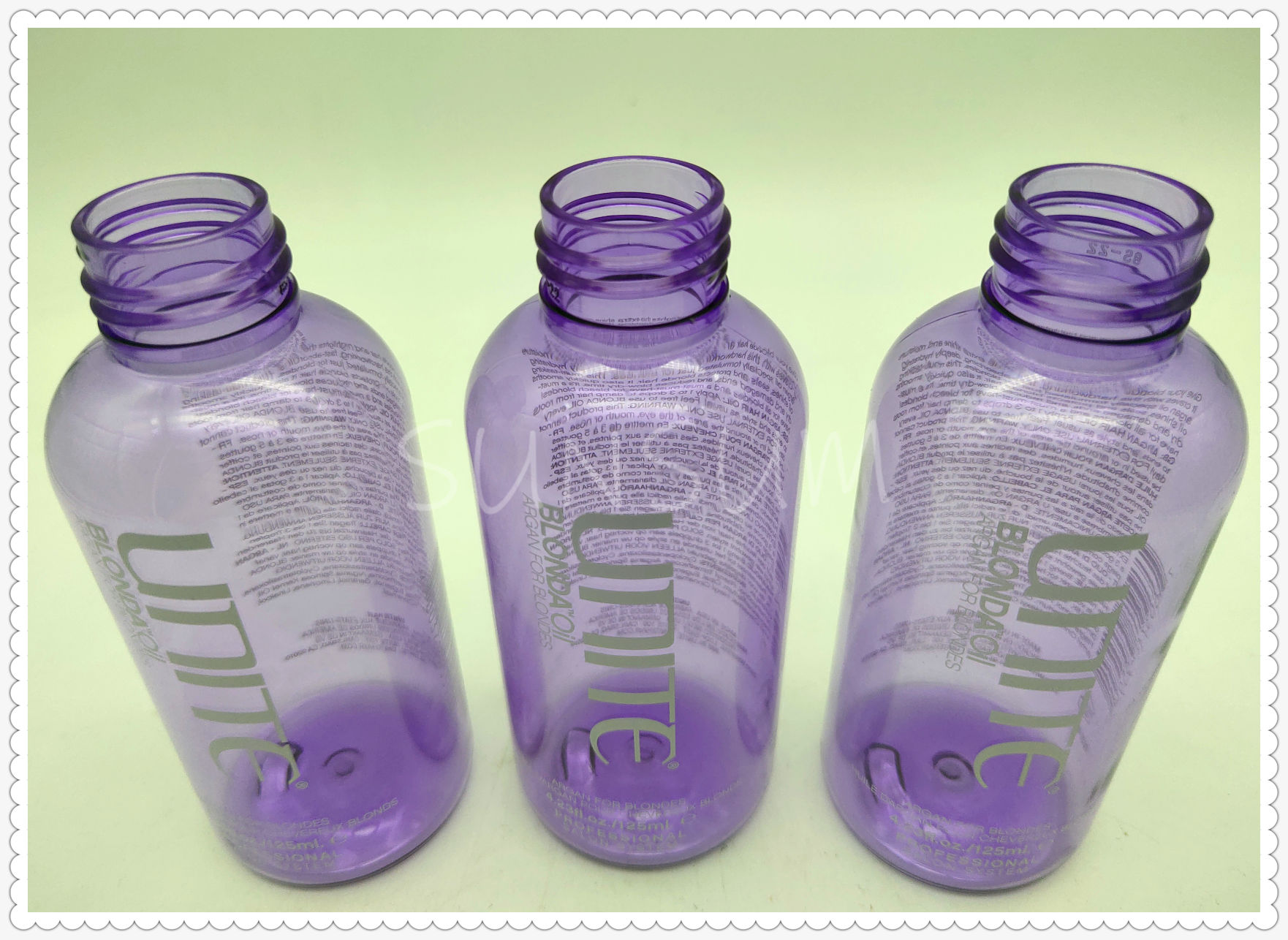 Customized Purple PET Plastic Bottle With golden ring For Skin Care 