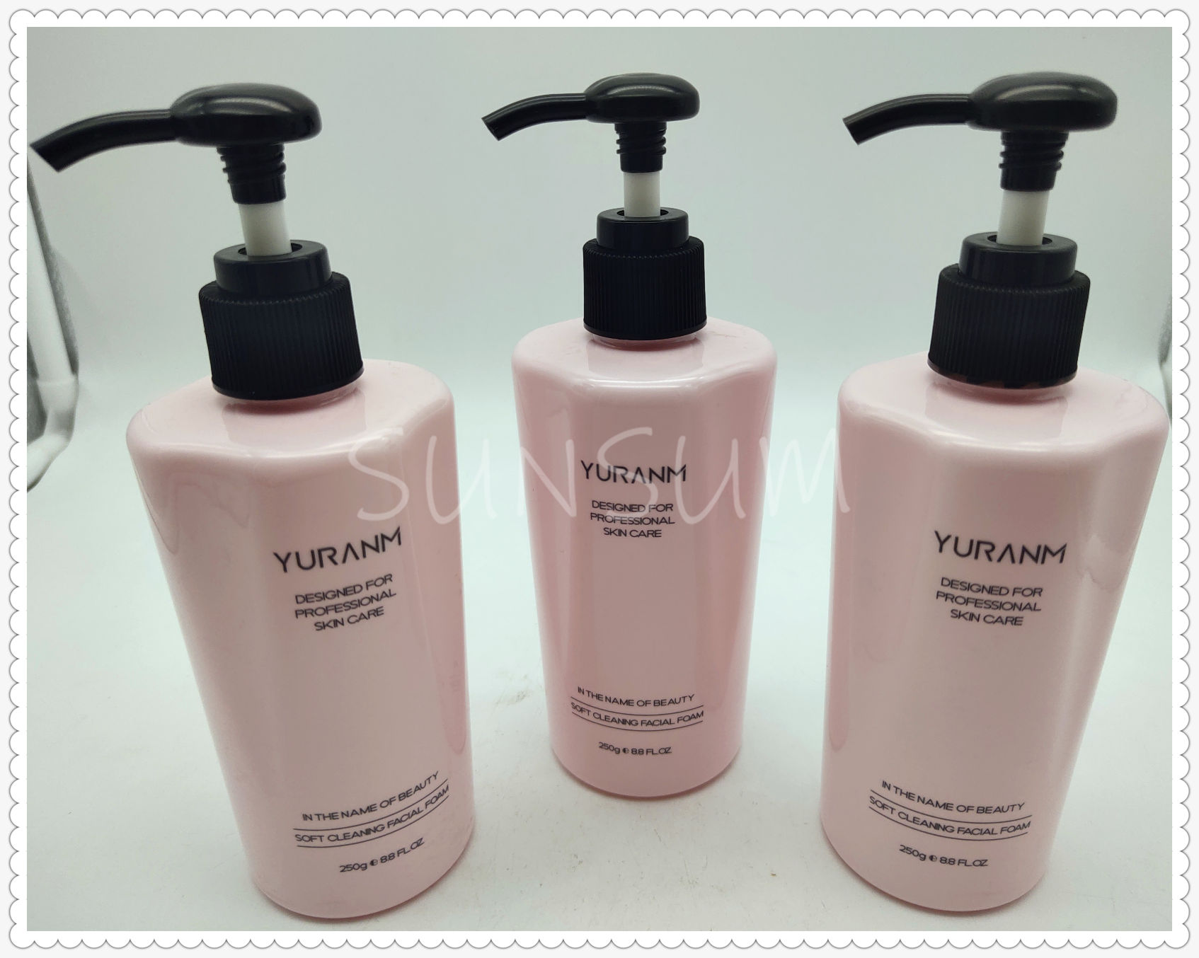 pink color Customized Logo PET Shampoo And Shower Gel Bottle 