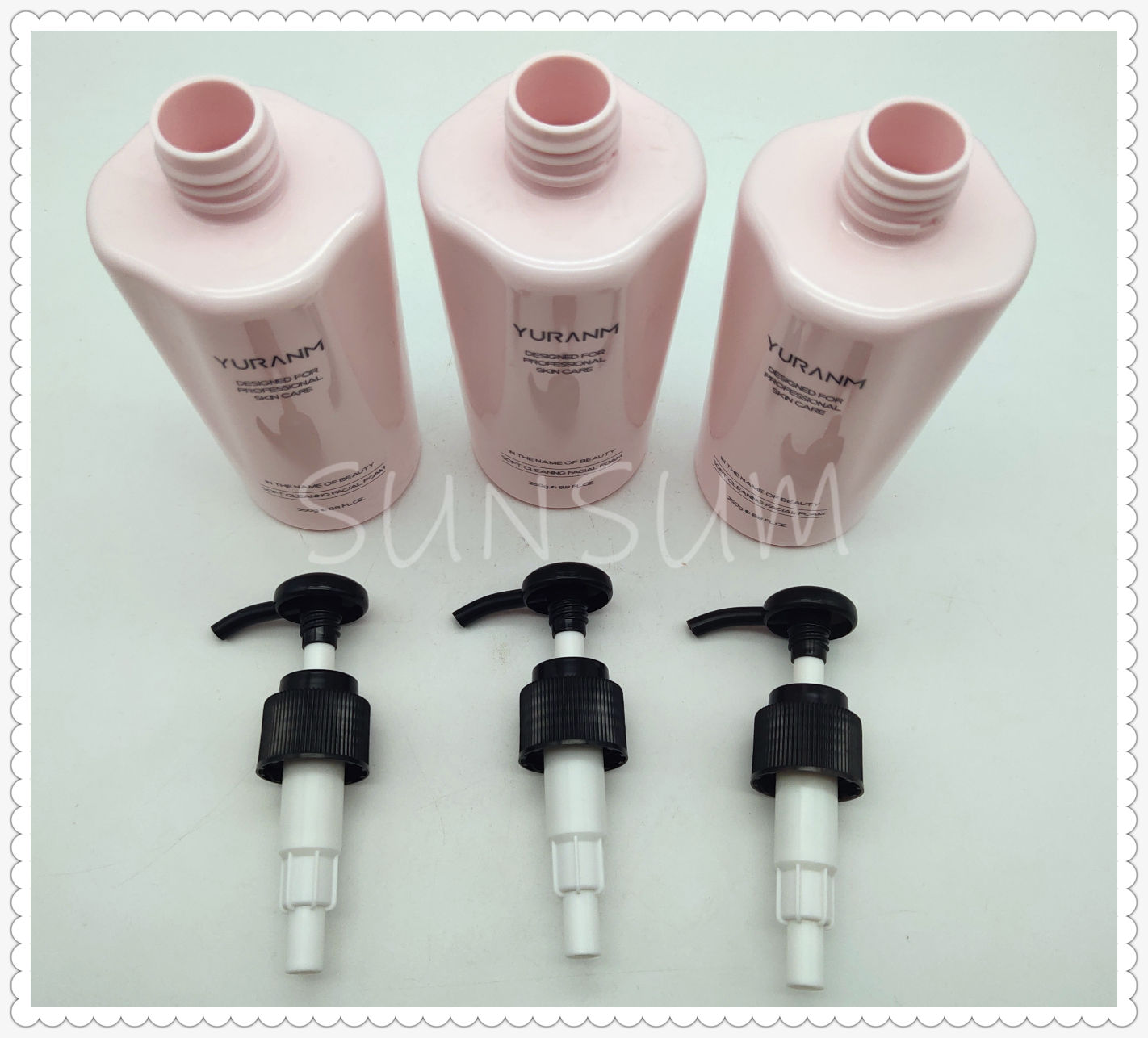 pink color Customized Logo PET Shampoo And Shower Gel Bottle 