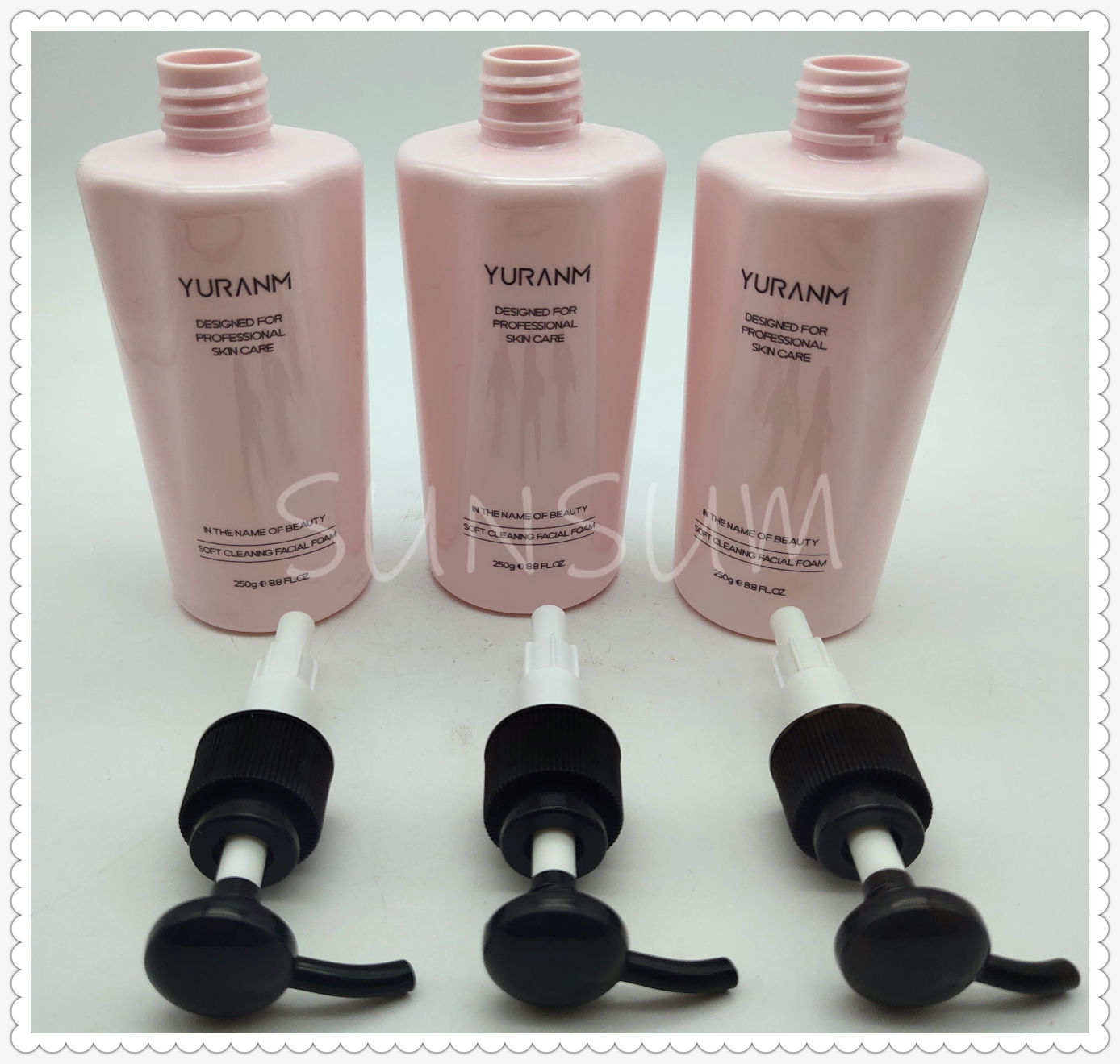 pink color Customized Logo PET Shampoo And Shower Gel Bottle 