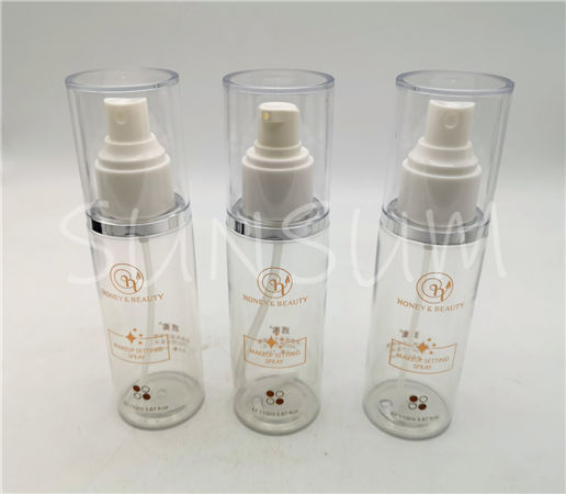 100ml transparent cap rose gold color hot stamping lotion or spray pump bottle