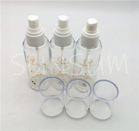 100ml transparent cap rose gold color hot stamping lotion or spray pump bottle