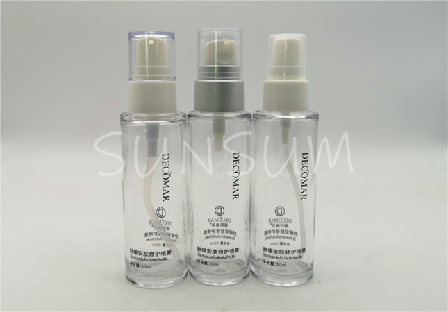 50ml glass view heavy wall high quality transparent lotion spray serum bottle      