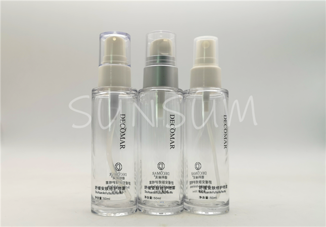 50ml glass view heavy wall high quality transparent lotion spray serum bottle      