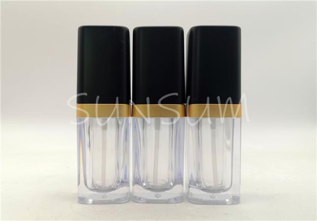 15ml matt black cap flat square metal coating liquid foundation acrylic bottle 