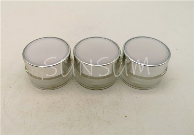 5g pearl white sliver cap double wall acrylic eye protection jar