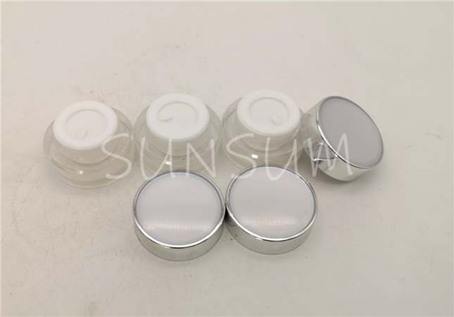 5g pearl white sliver cap double wall acrylic eye protection jar