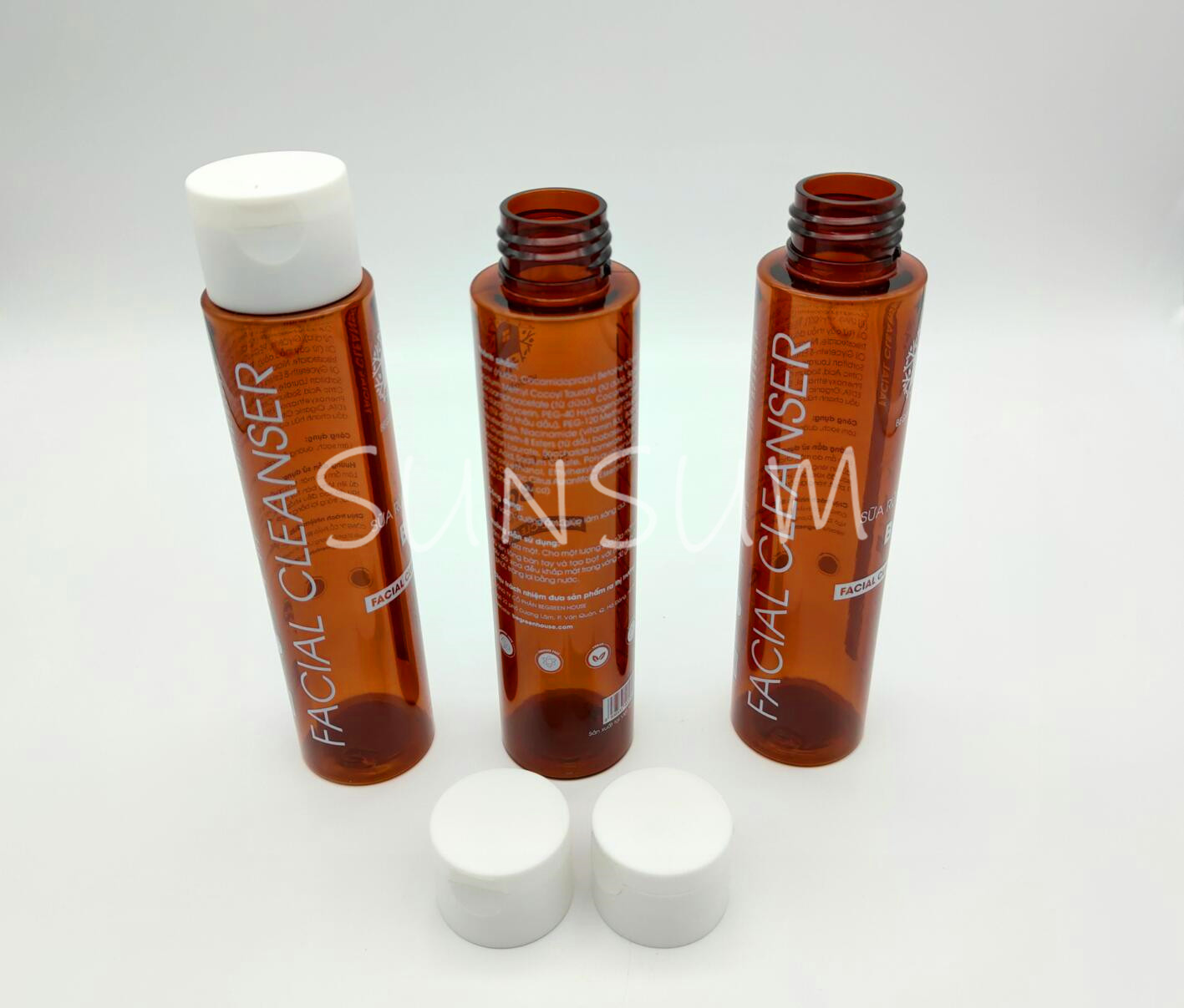 100ml amber color toner cylinder bottle with flip cap