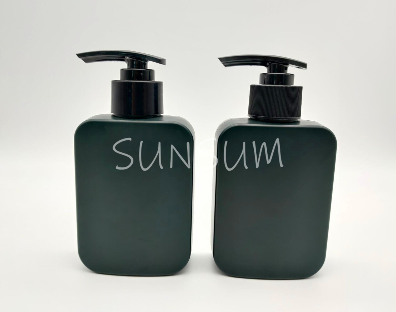 Dark green color HDPE material flat square bottle for shampoo
