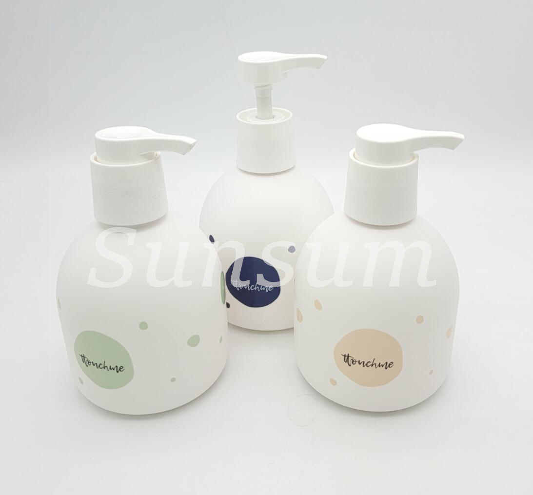 Empty hair conditioner shampoo packaging ball shape 300ml plastic cosmetic bottle with 24/410 spray pump
