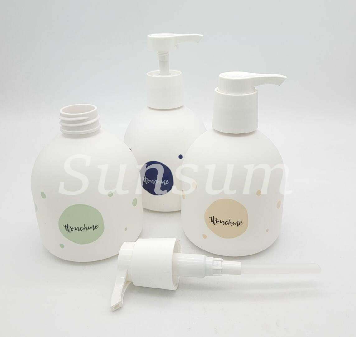 Empty hair conditioner shampoo packaging ball shape 300ml plastic cosmetic bottle with 24/410 spray pump