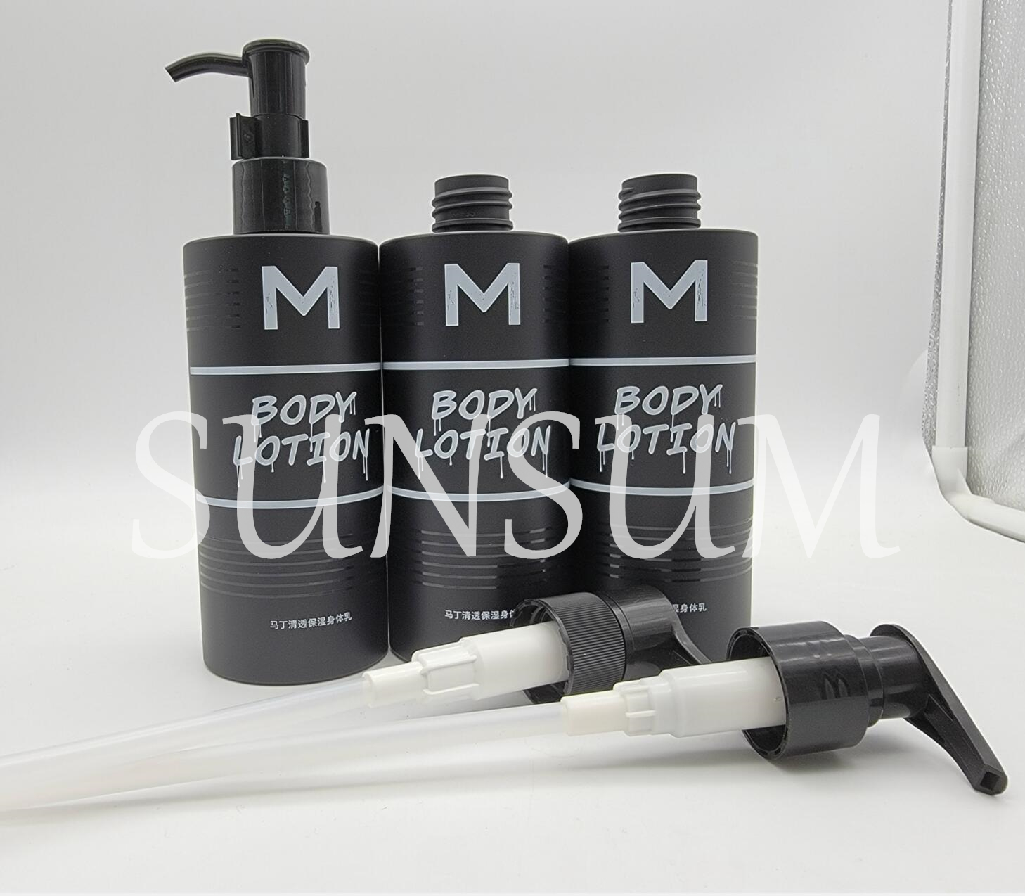 Matt Black Pet Plastic 500ml 250ml Body Lotion Bottle with Pump for Men