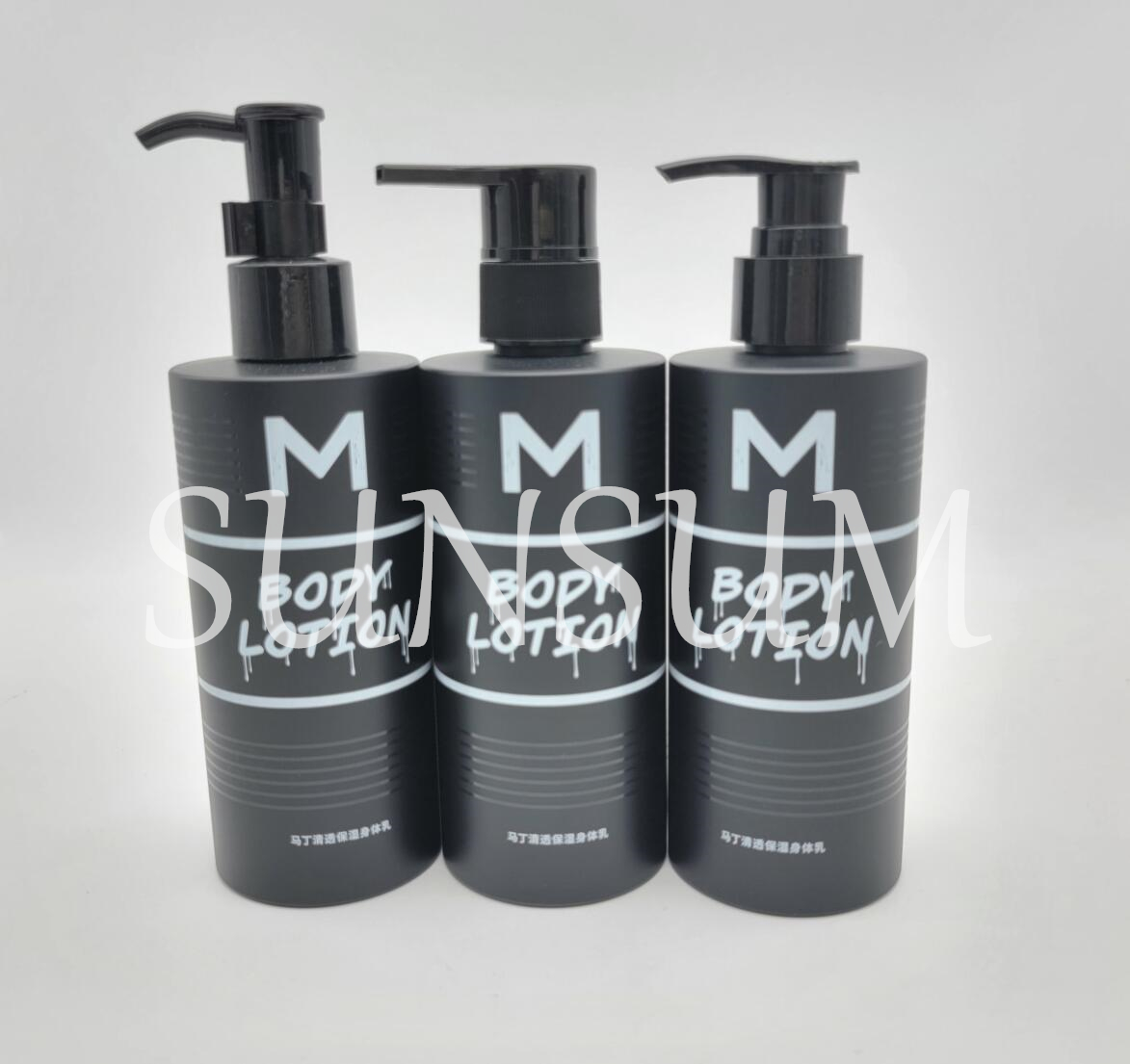 Matt Black Pet Plastic 500ml 250ml Body Lotion Bottle with Pump for Men